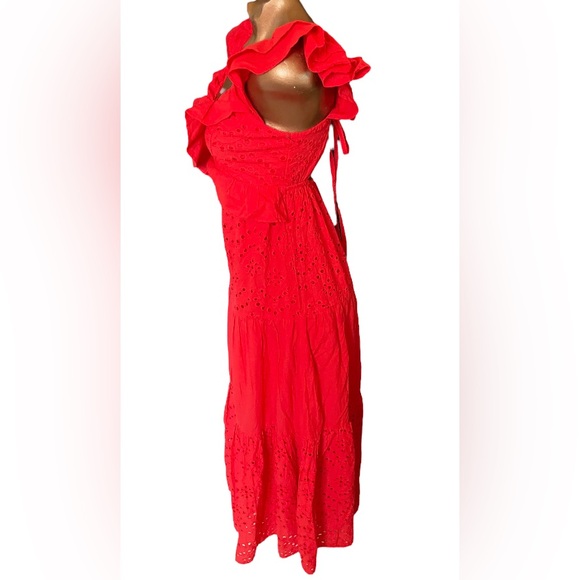 Cotton Eyelet Ruffle Maxi Dress - Picture 4 of 10